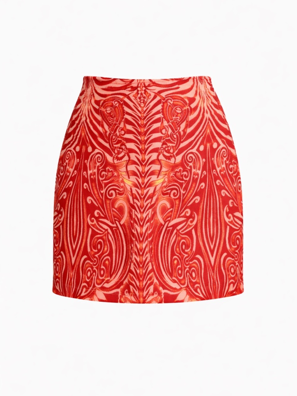 Rampage Red Ornate A-Line Mini Skirt